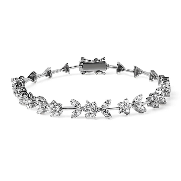 2.20ct Lab Diamond Flower Evening Bracelet in 9K White Gold H/SI